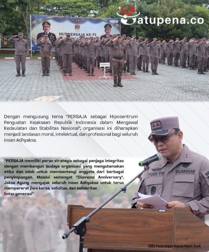 Kajati Aceh Pimpin Peringatan HUT ke-75 PERSAJA, Tekankan Integritas dan Solidaritas Insan Adhyaksa