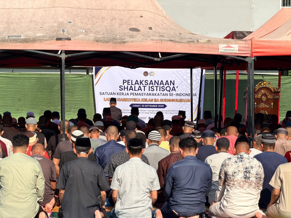 Lapas Narkotika Sungguminasa Gelar Shalat Istisqa, Pegawai dan WBP Bersama Memohon Turunnya Hujan