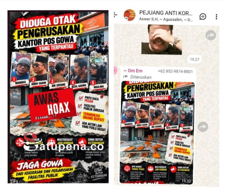 Tudingan Pengrusakan Kantor Pos Gowa Beredar di WhatsApp, TIB Akan Laporkan Penyebarnya